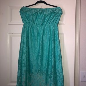 Blue strapless dress